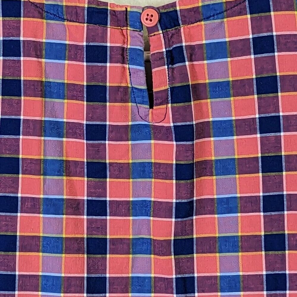 Tea Collection Dress Plaid Red Blue Short Sleeve Pockets Cotton Lined size 4 - Picture 11 of 13